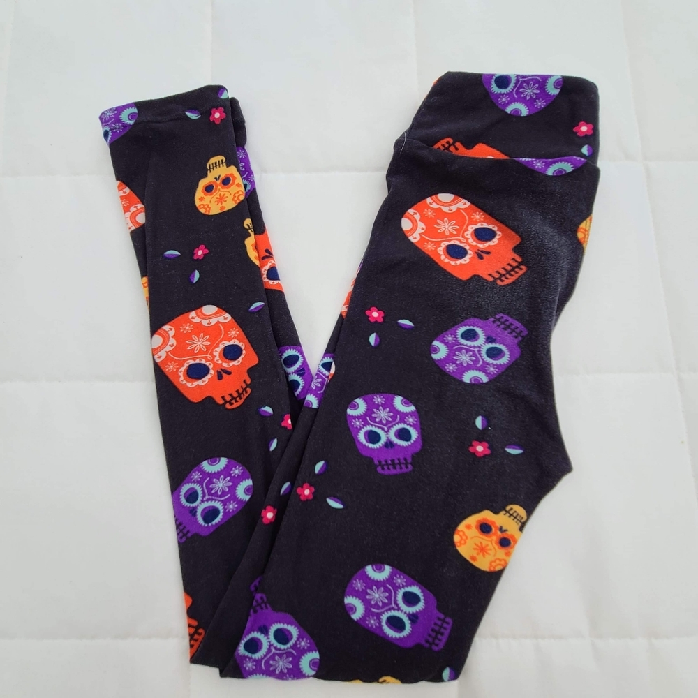 LuLaRoe Tween leggings sugar skull print GU - Picture 1 of 6